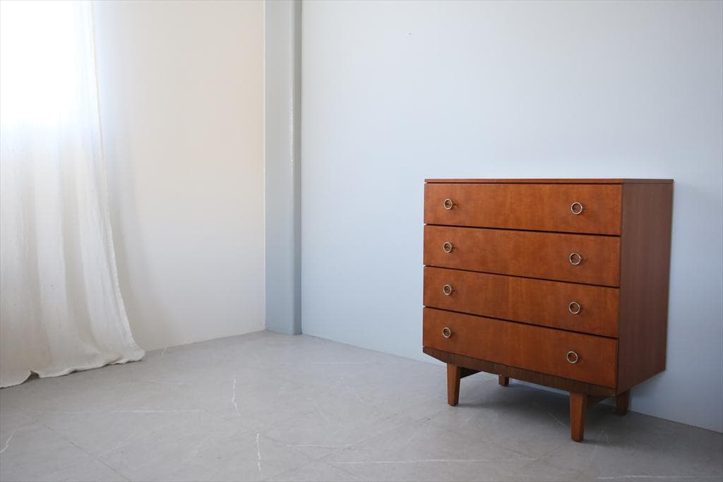 英国アンティークチーク古木4杯ドロワー/木製チェスト/タンス箪笥(92-269)