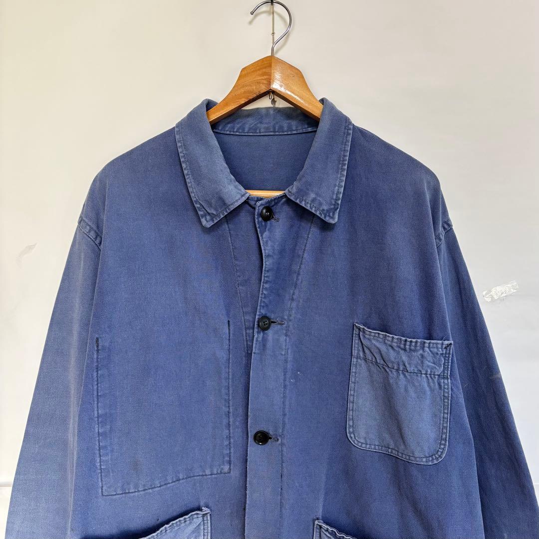 70sフレンチ　フェードカバーオール　ヴィンテージ　襤褸　ユーロワークボロの美学