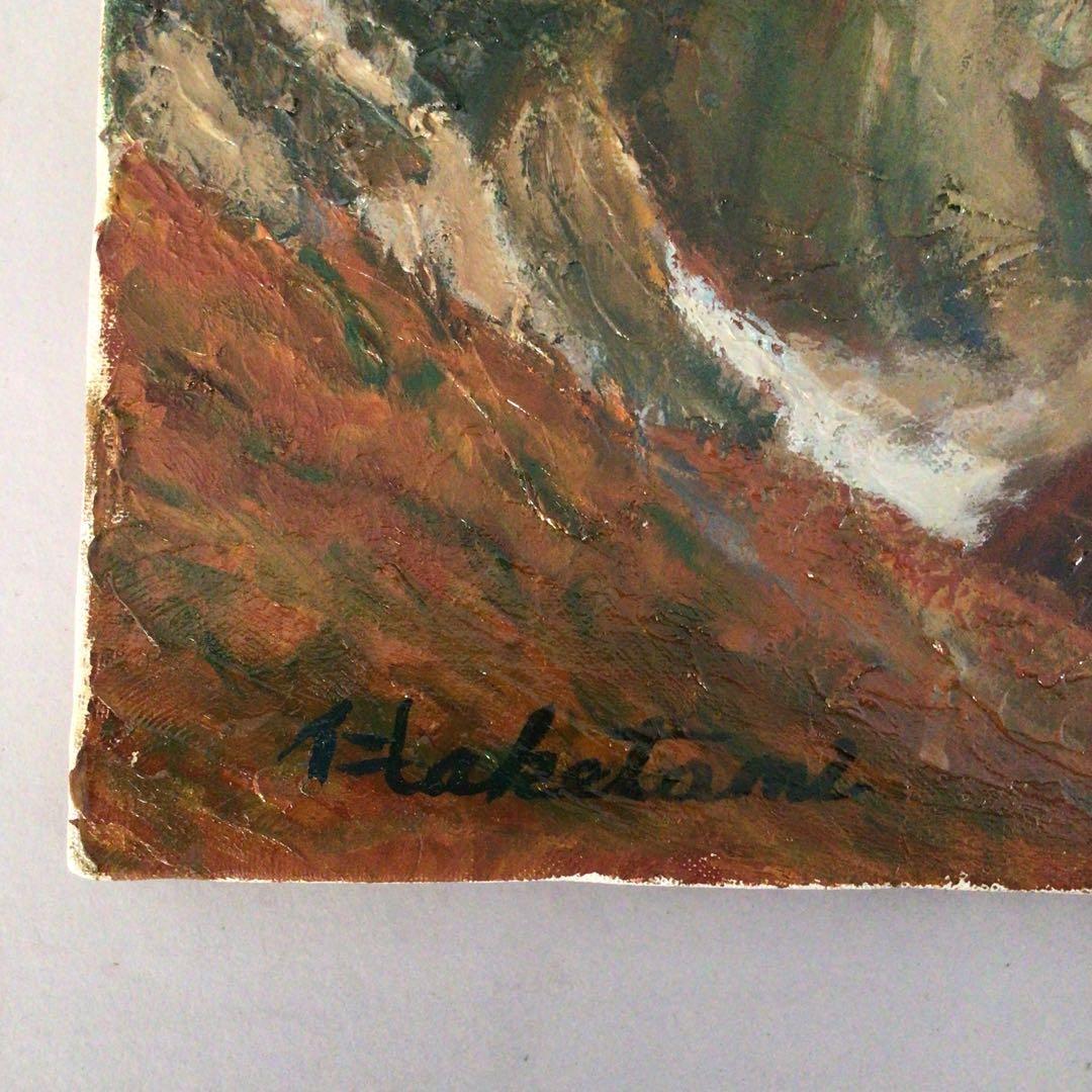 No3709額装　竹谷仁「伯耆大山北壁」　油彩画M10号　油絵　風景画　送料無料