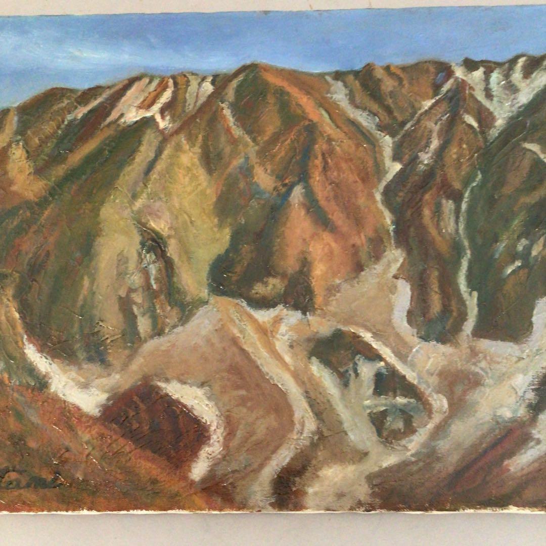 No3709額装　竹谷仁「伯耆大山北壁」　油彩画M10号　油絵　風景画　送料無料