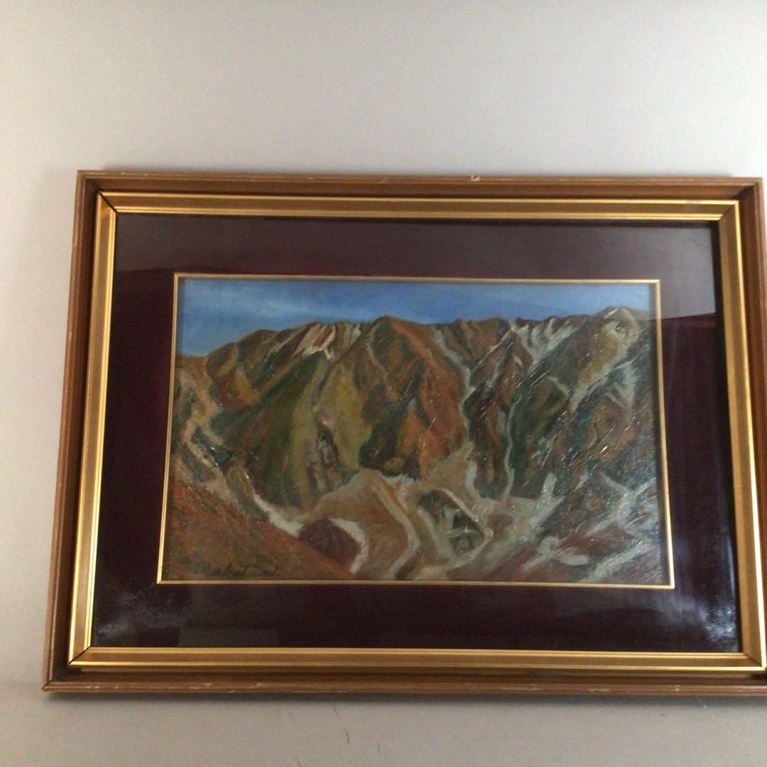 No3709額装　竹谷仁「伯耆大山北壁」　油彩画M10号　油絵　風景画　送料無料
