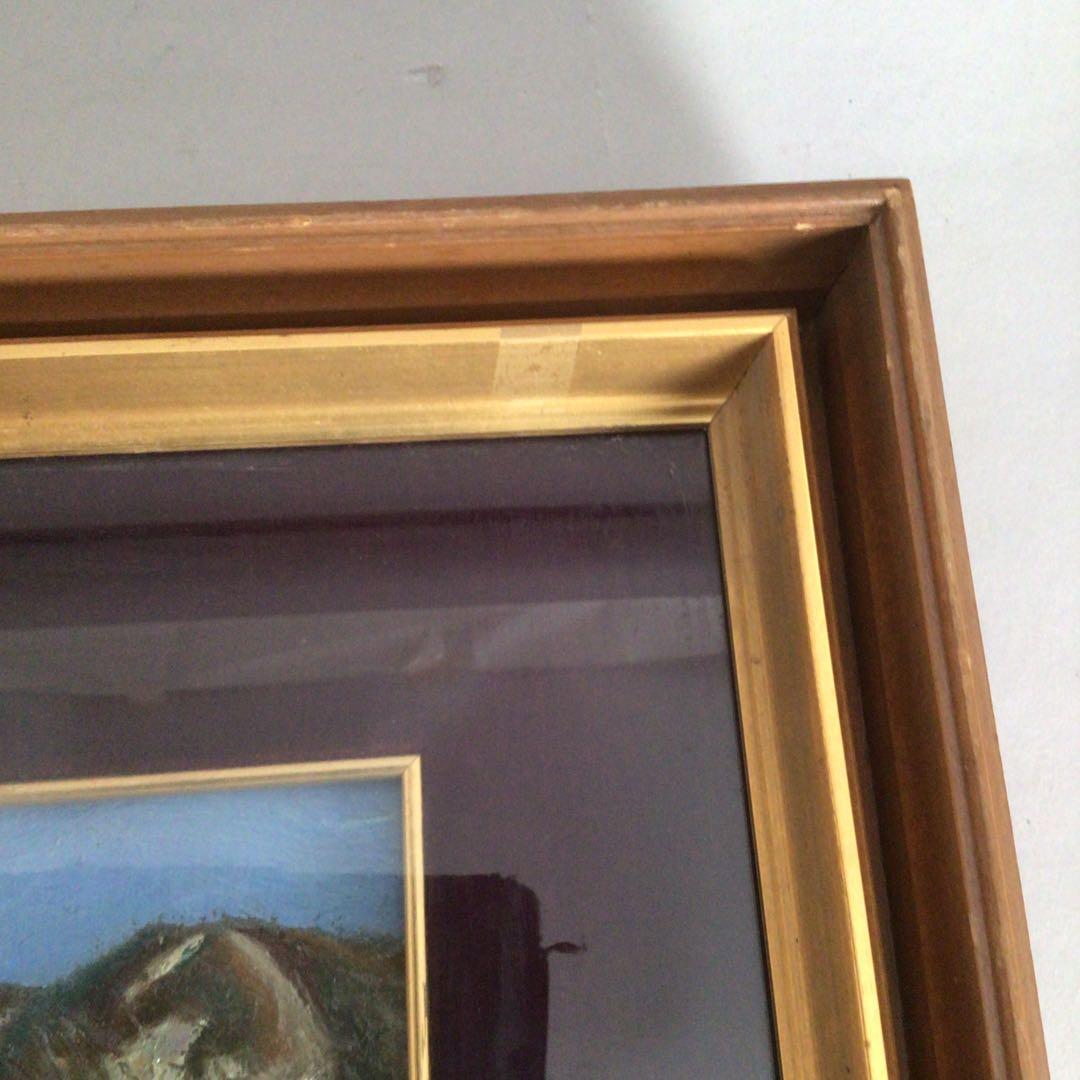 No3709額装　竹谷仁「伯耆大山北壁」　油彩画M10号　油絵　風景画　送料無料