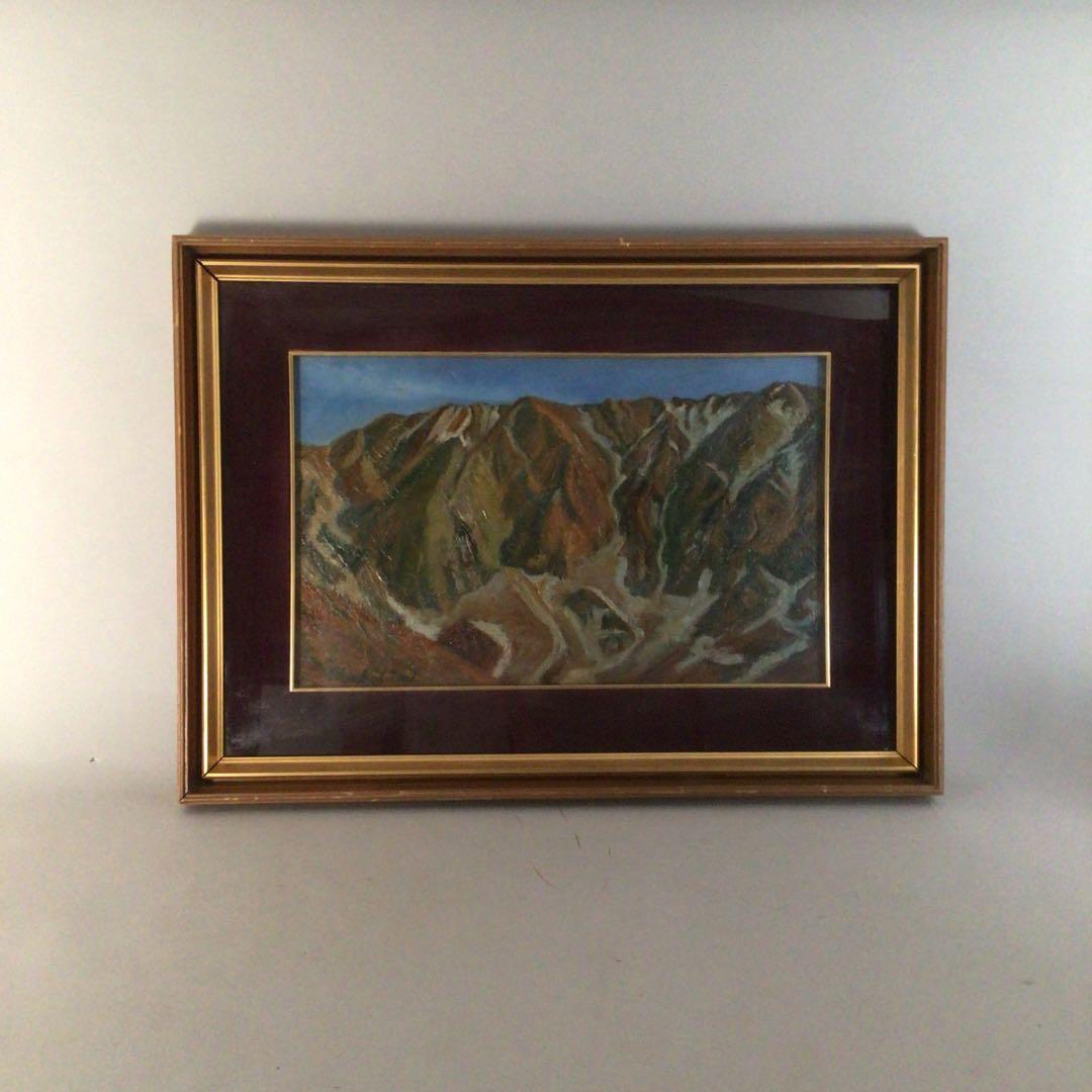 No3709額装　竹谷仁「伯耆大山北壁」　油彩画M10号　油絵　風景画　送料無料