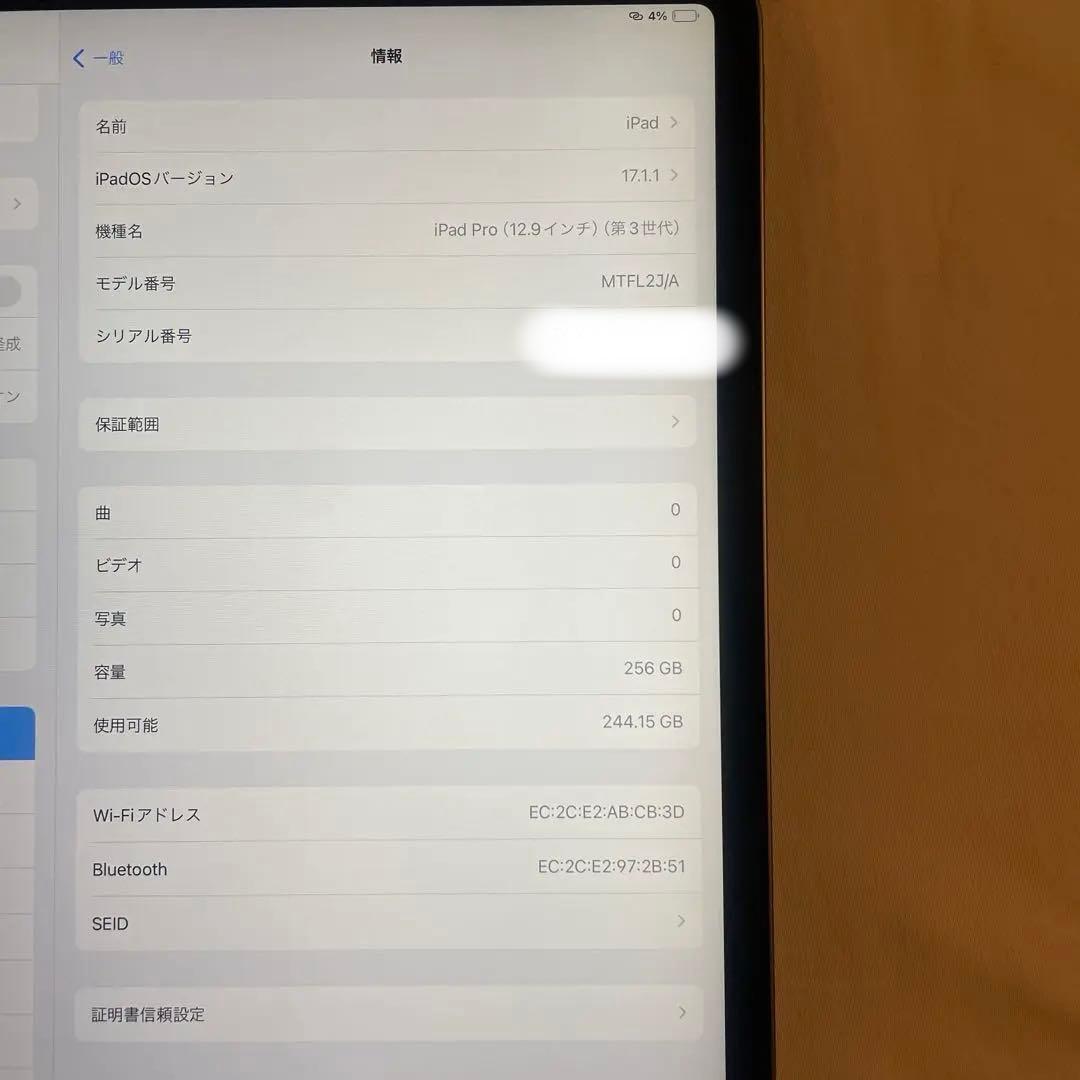 iPad Pro 12.9 WI-FI 256G【ジャンク品扱い】
