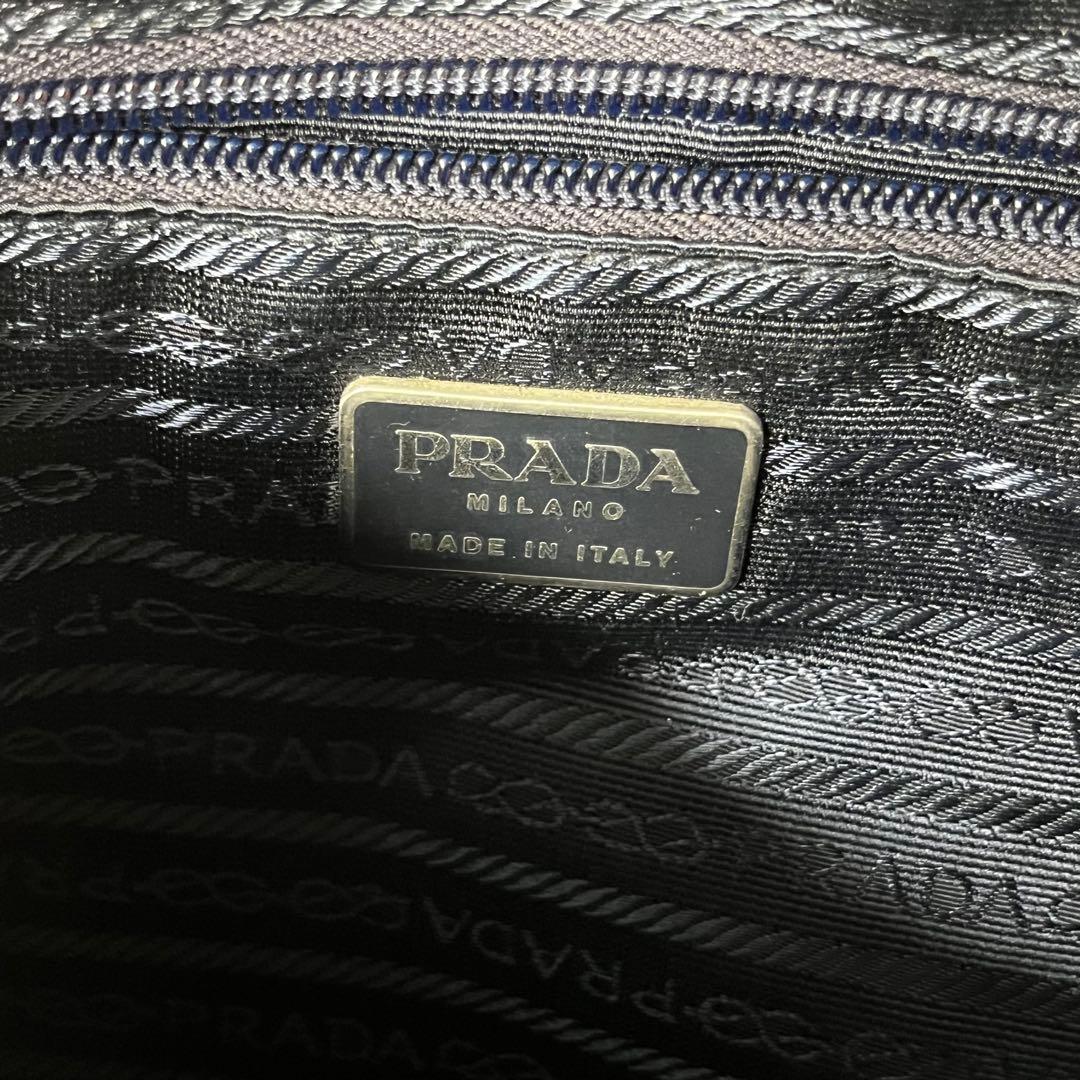 【希少】PRADA/ナッパレザー/トートバッグ/オールレザー/三角ロゴ/ラム