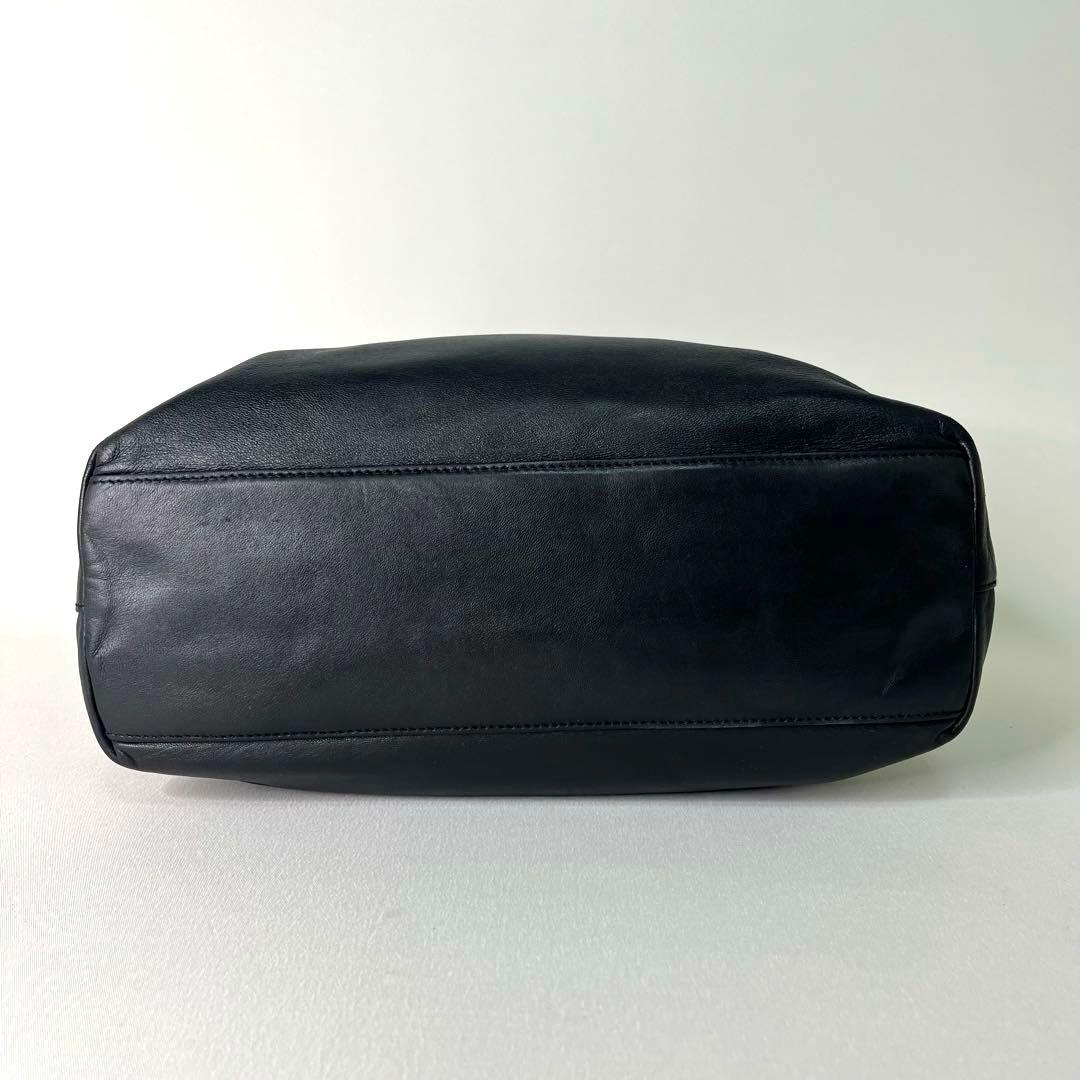 【希少】PRADA/ナッパレザー/トートバッグ/オールレザー/三角ロゴ/ラム