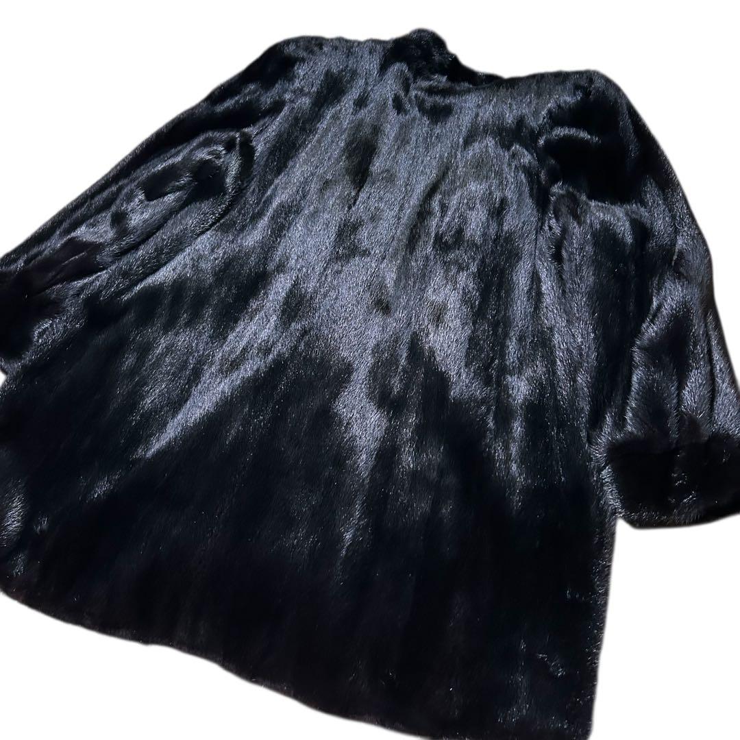 【美品】OSFUR ミンクコート　11号　L　高級　ダークミンク　リアルファー