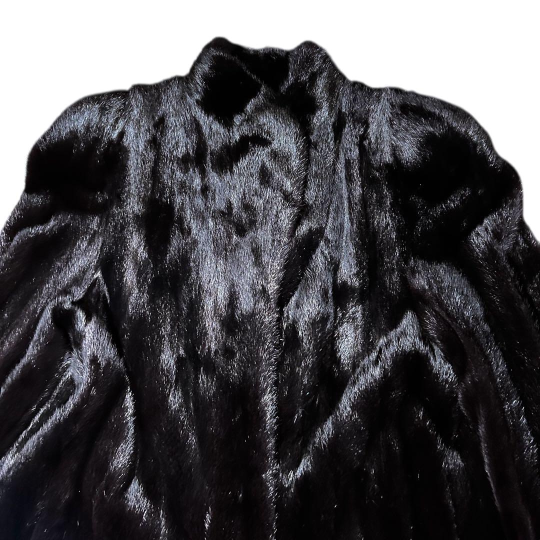 【美品】OSFUR ミンクコート　11号　L　高級　ダークミンク　リアルファー