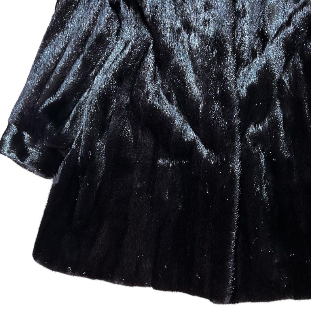 【美品】OSFUR ミンクコート　11号　L　高級　ダークミンク　リアルファー