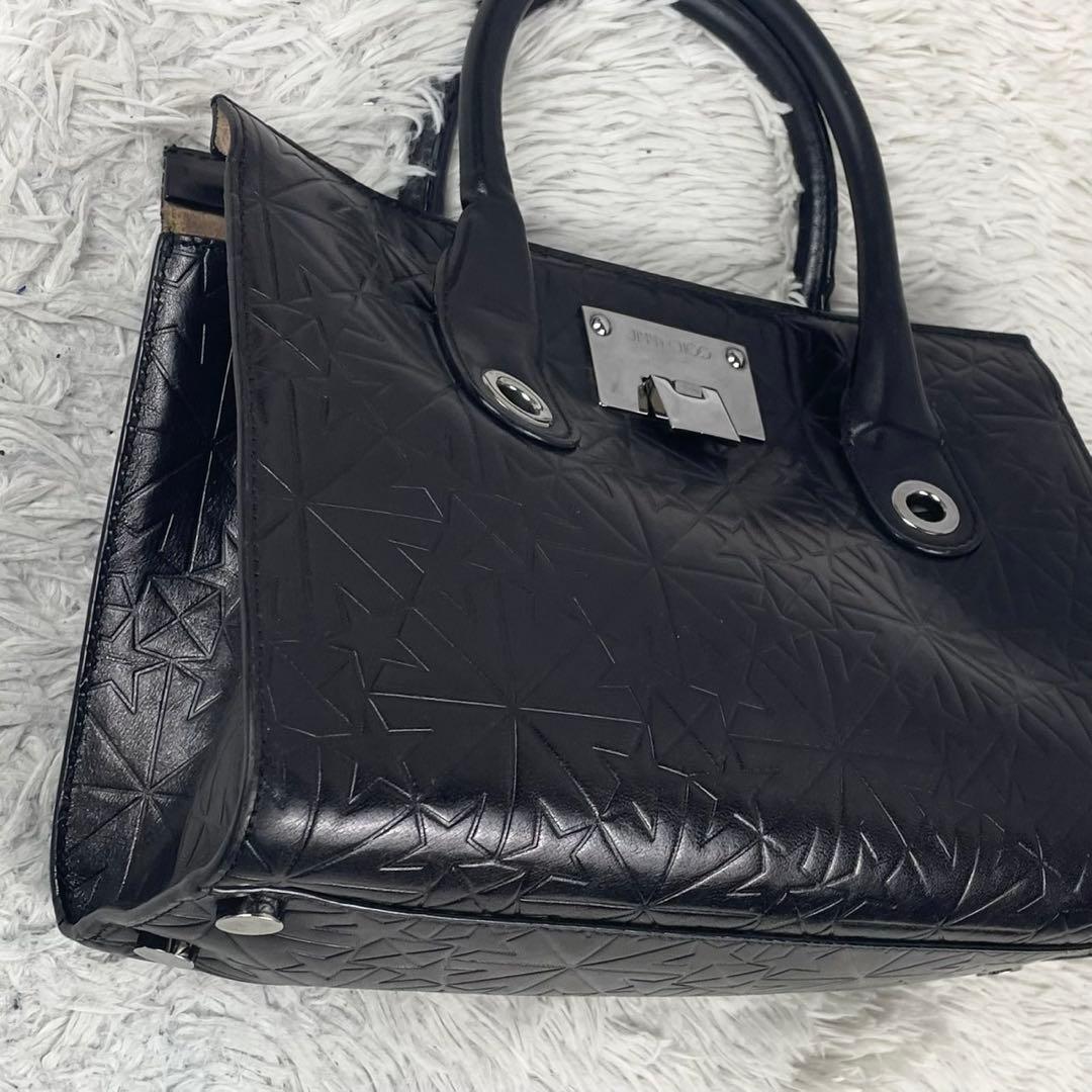 美品 JIMMY CHOO レザー 2WAY ショルダーバッグ 星 ロゴ型押し
