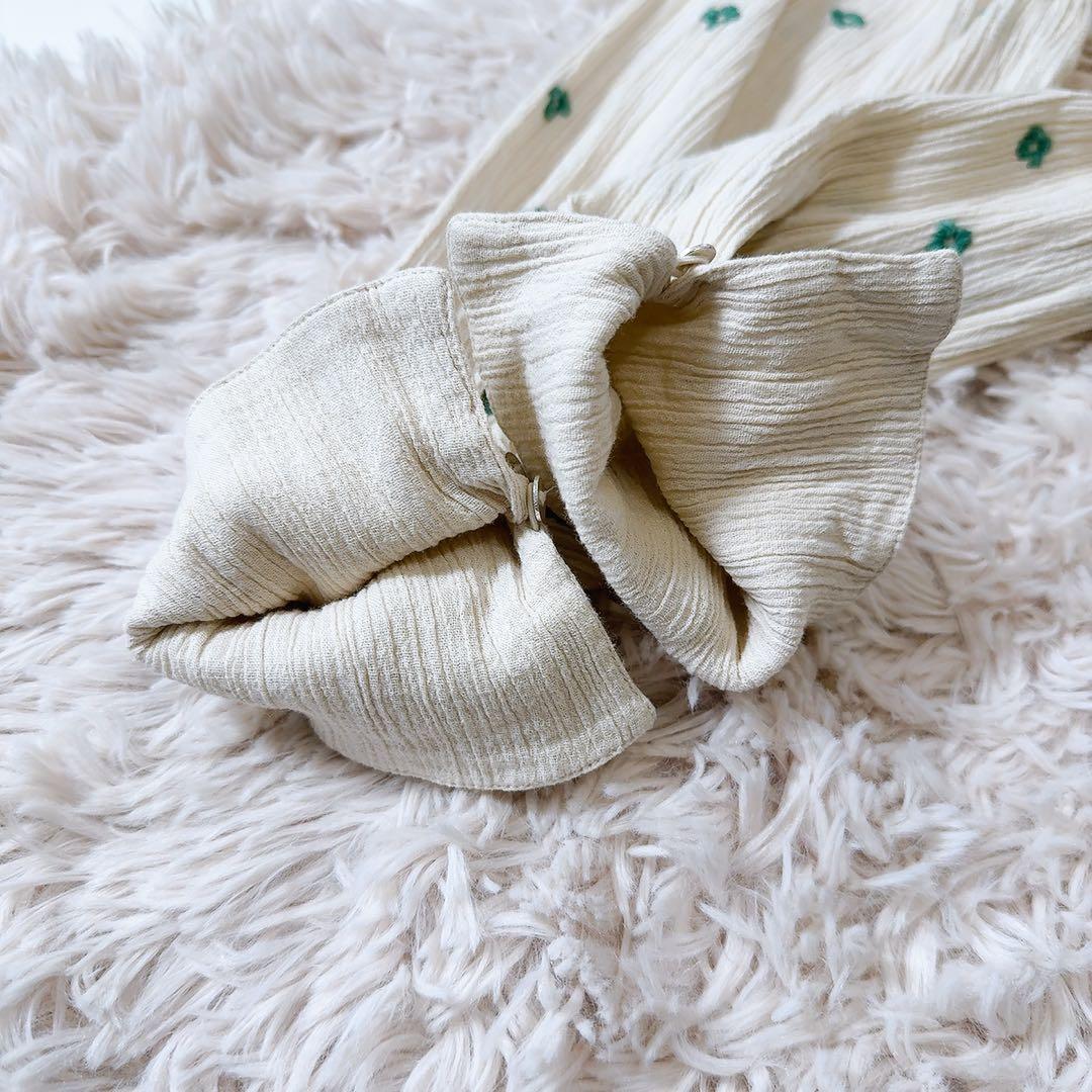 美品ꕥヌキテパ 近年 コットンガーゼフルエンブロイダリーフリルカラードレス M