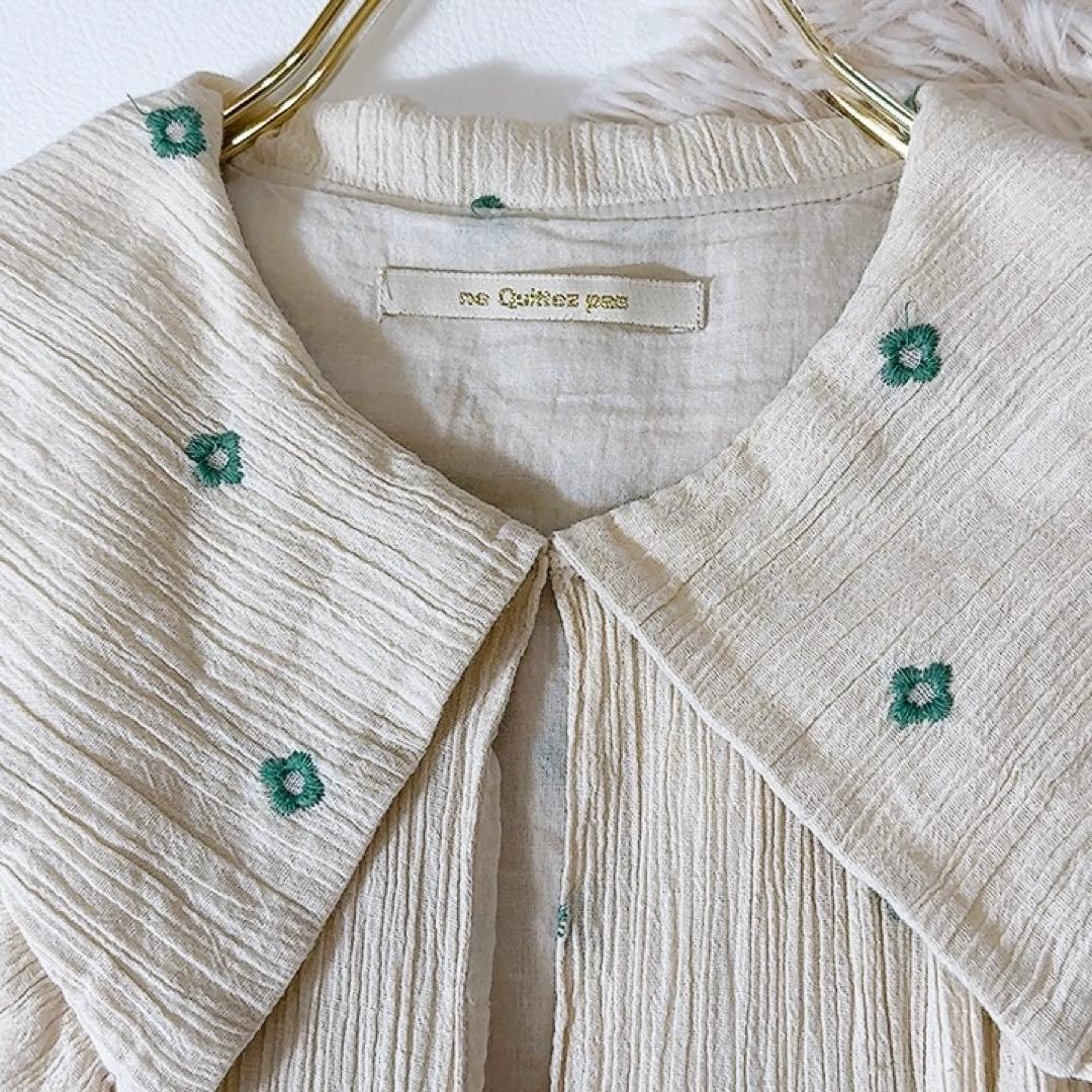 美品ꕥヌキテパ 近年 コットンガーゼフルエンブロイダリーフリルカラードレス M
