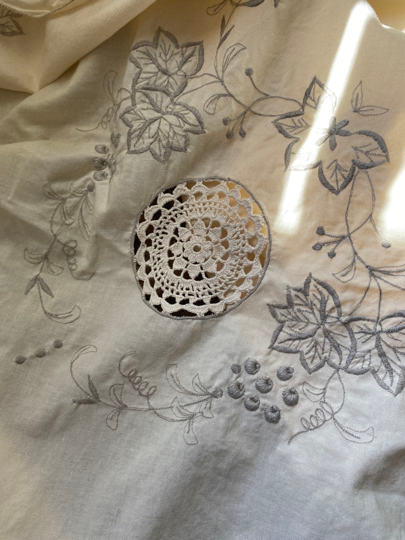 レース編み美しい ビンテージ 　テーブルクロス １８０cm×１３５cm