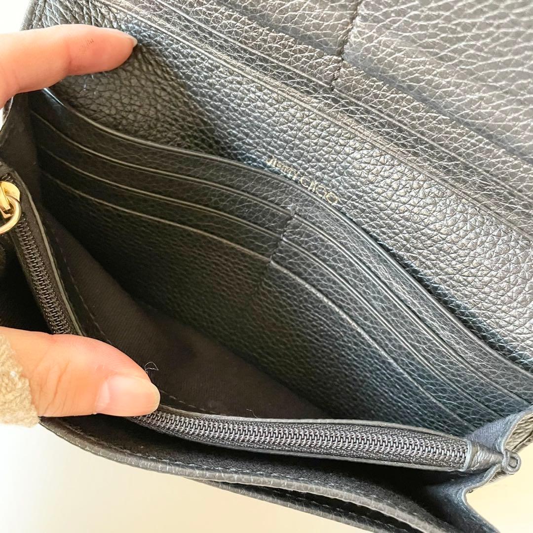 【極美品】JIMMY CHOO 長財布 クリスタル スタースタッズ付き 黒