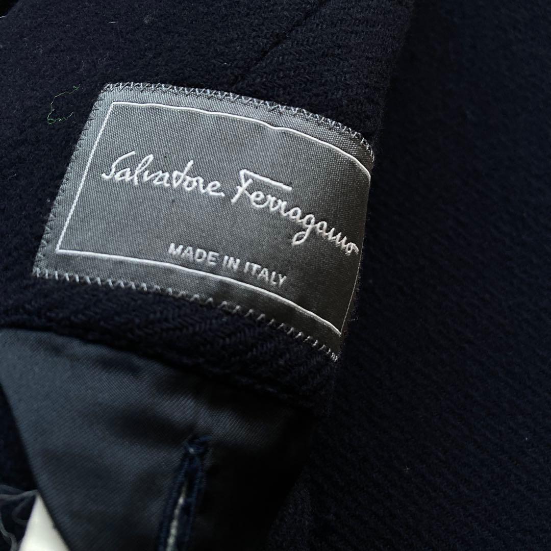 サルヴァトーレフェラガモ ロングコート XL ウール 黒 イタリア製 保温性