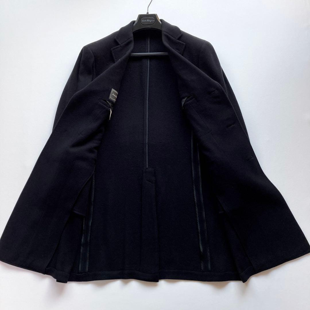 サルヴァトーレフェラガモ ロングコート XL ウール 黒 イタリア製 保温性