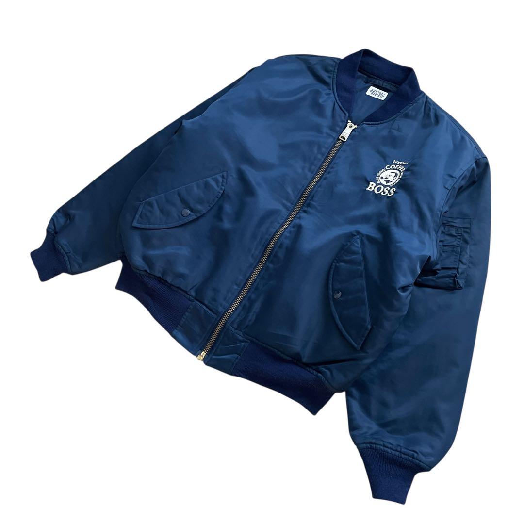 極美品 90s ビンテージ BOSSジャン 2nd MA-1タイプ 両面刺繍ロゴ