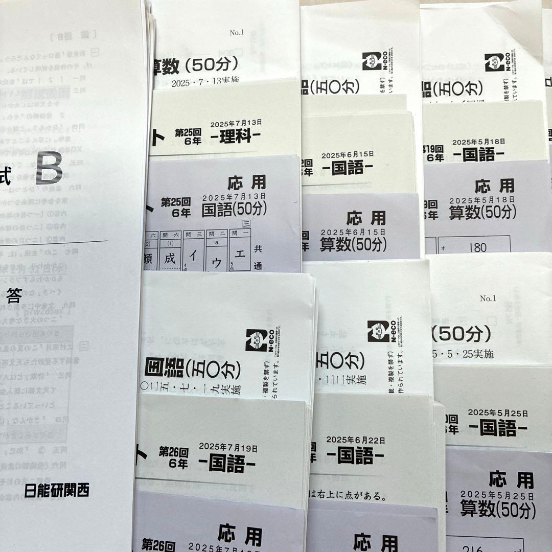 【最新2025年】日能研6年 前期　24回分　公開模試　育成テスト　入試実践模試