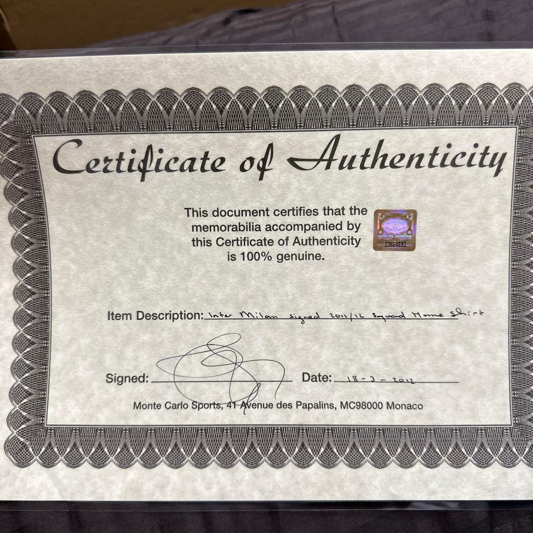 インテル　チームサイン　ユニフォーム　長友佑都　日本代表　タグ付き　証明書有り