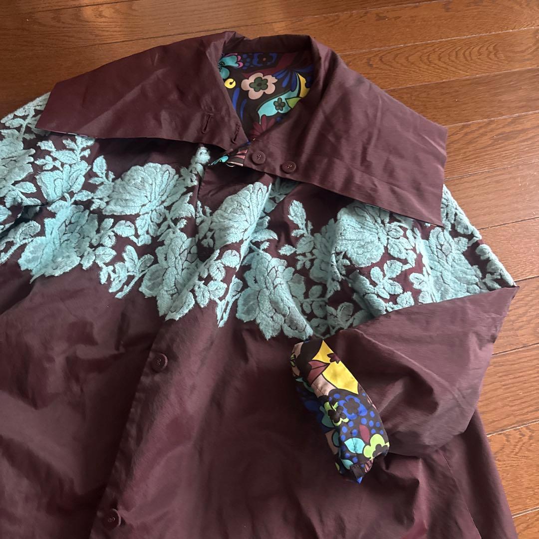 TOKUKO 1er VOL 花柄ロングコート Aラインコートリバーシブル