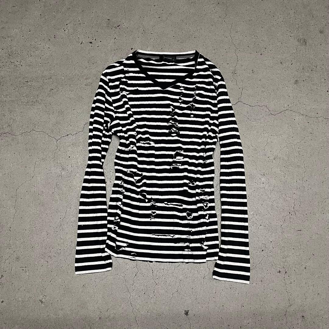 トップス - 00s Archive V-neck damage border l/s