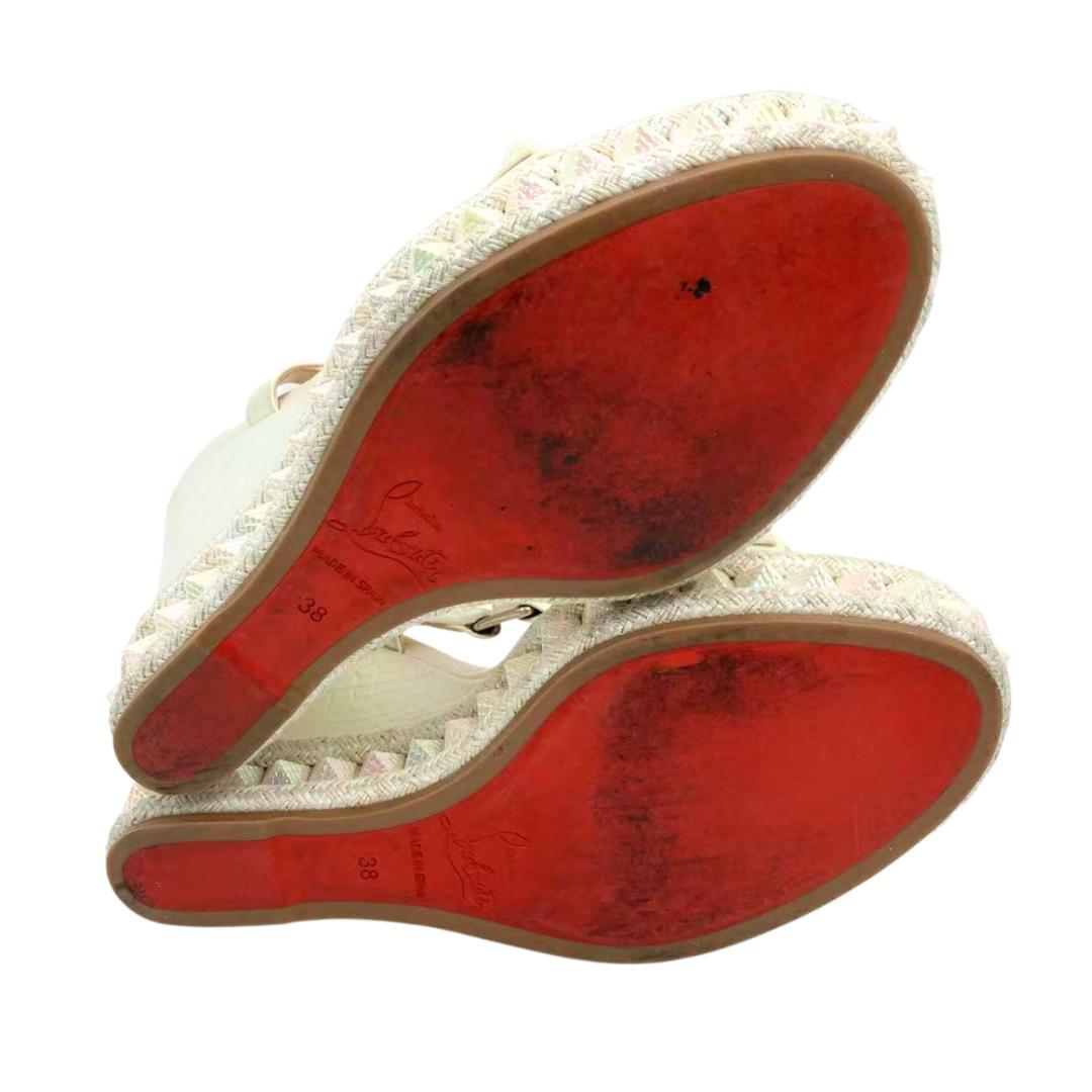 クリスチャンルブタン サンダル 厚底 スタッズ オーロラ ホワイト 38