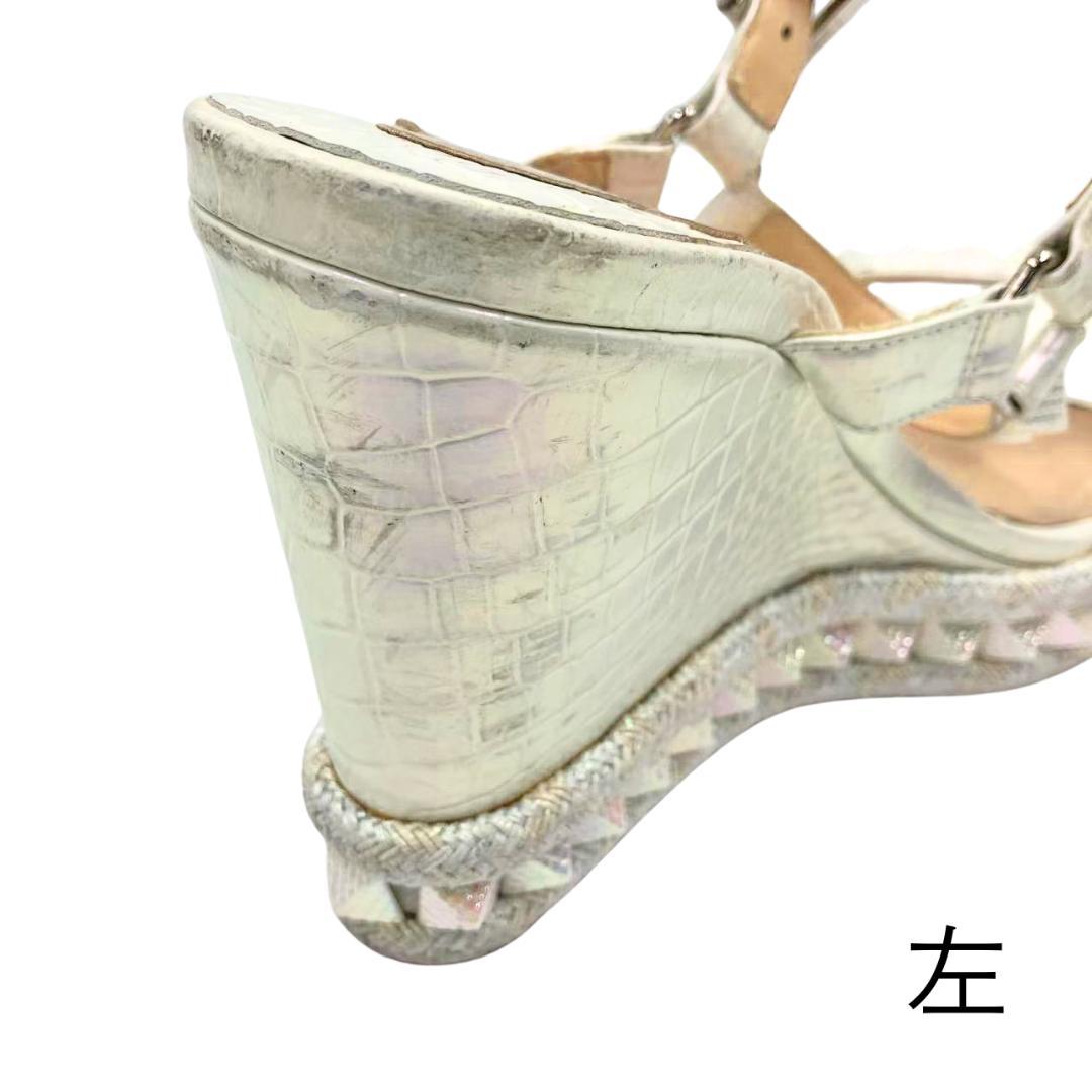 クリスチャンルブタン サンダル 厚底 スタッズ オーロラ ホワイト 38