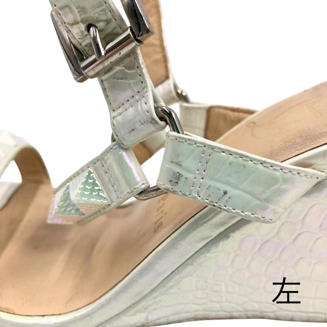 クリスチャンルブタン サンダル 厚底 スタッズ オーロラ ホワイト 38