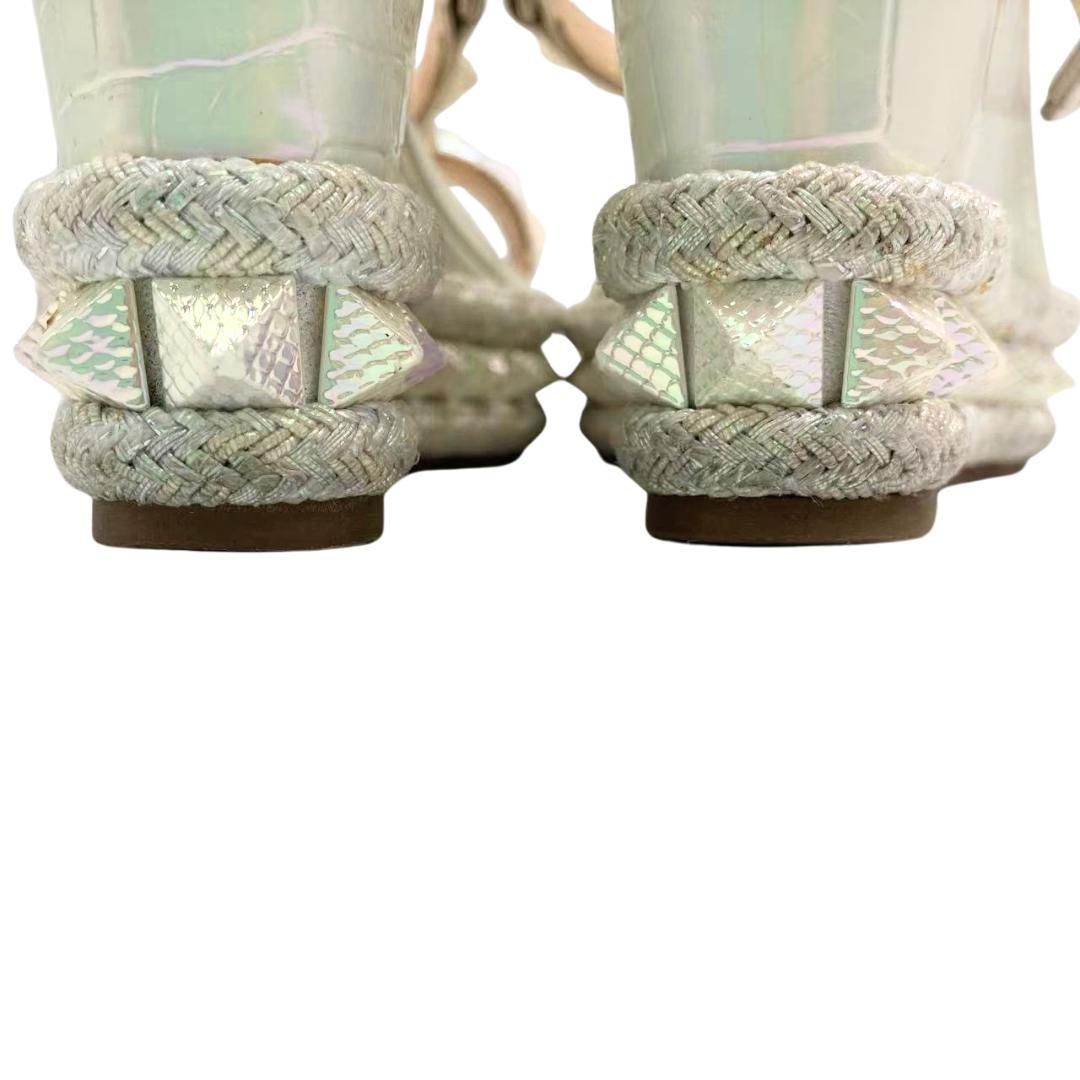 クリスチャンルブタン サンダル 厚底 スタッズ オーロラ ホワイト 38