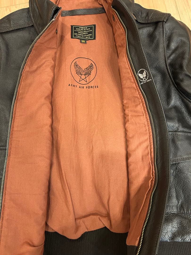 【美品】A2フライトジャケット 黒38 ホースレザージャケット
