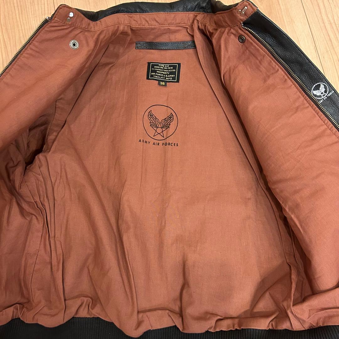 【美品】A2フライトジャケット 黒38 ホースレザージャケット