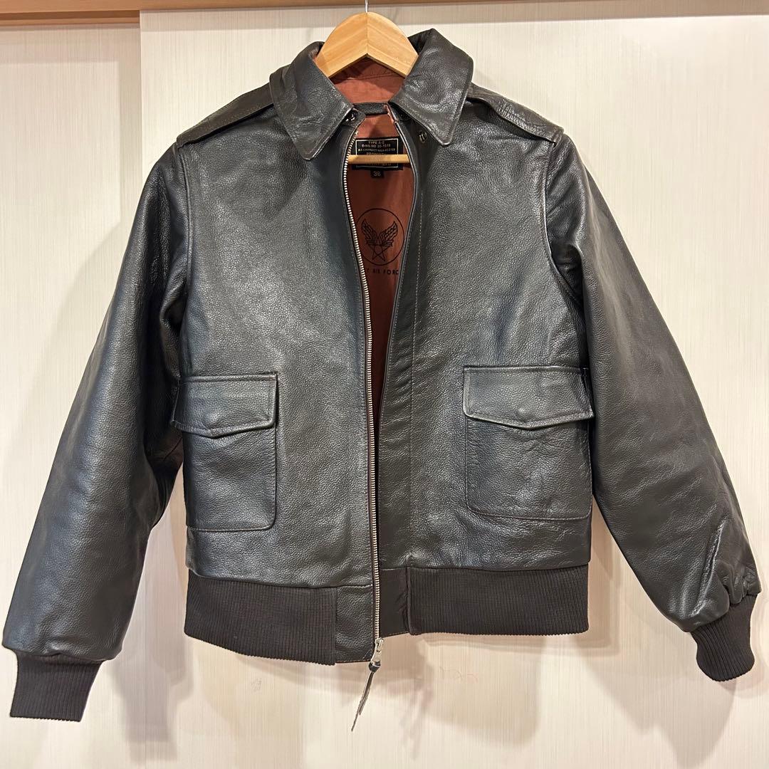 【美品】A2フライトジャケット 黒38 ホースレザージャケット