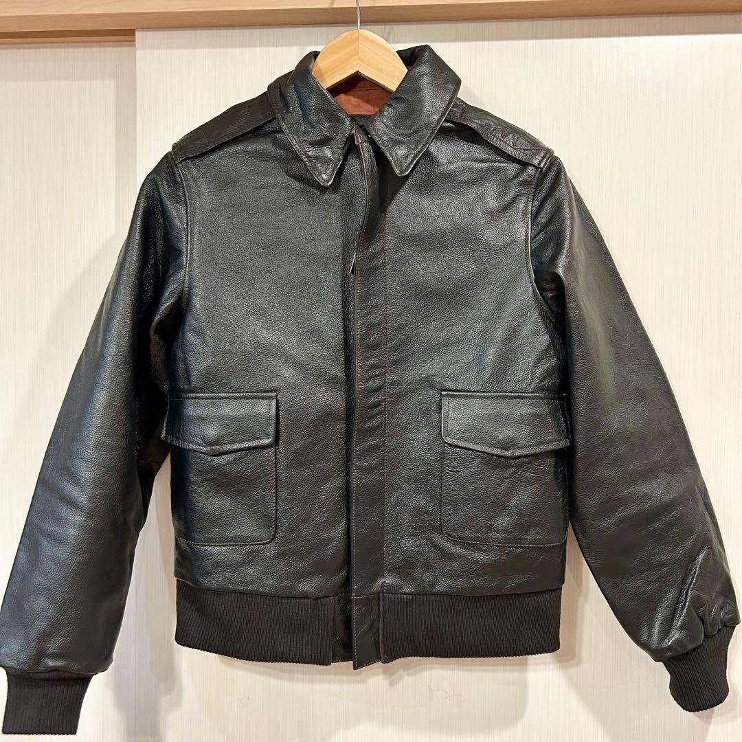 【美品】A2フライトジャケット 黒38 ホースレザージャケット