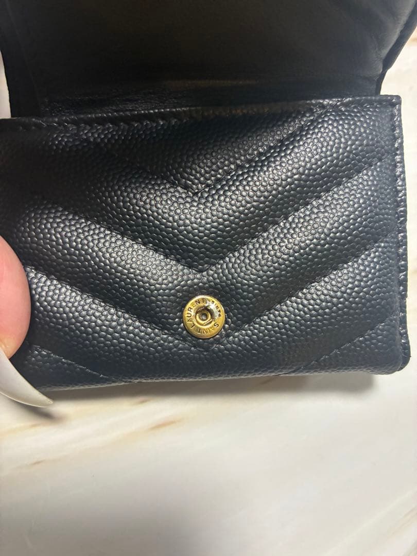 SAINT LAURENT ブラックミニ三つ折り財布