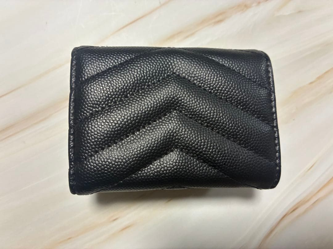 SAINT LAURENT ブラックミニ三つ折り財布