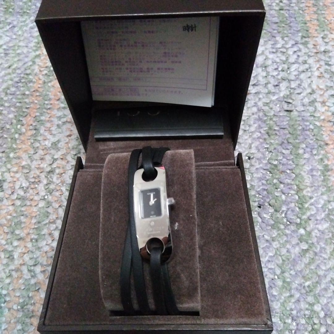 GUCCI クォーツ腕時計 シルバー/ブラック皮紐