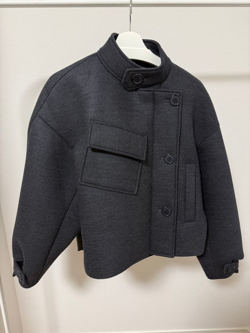 うさこ　エンフォルド　ウールボンディングショートコートチャコールグレー38
