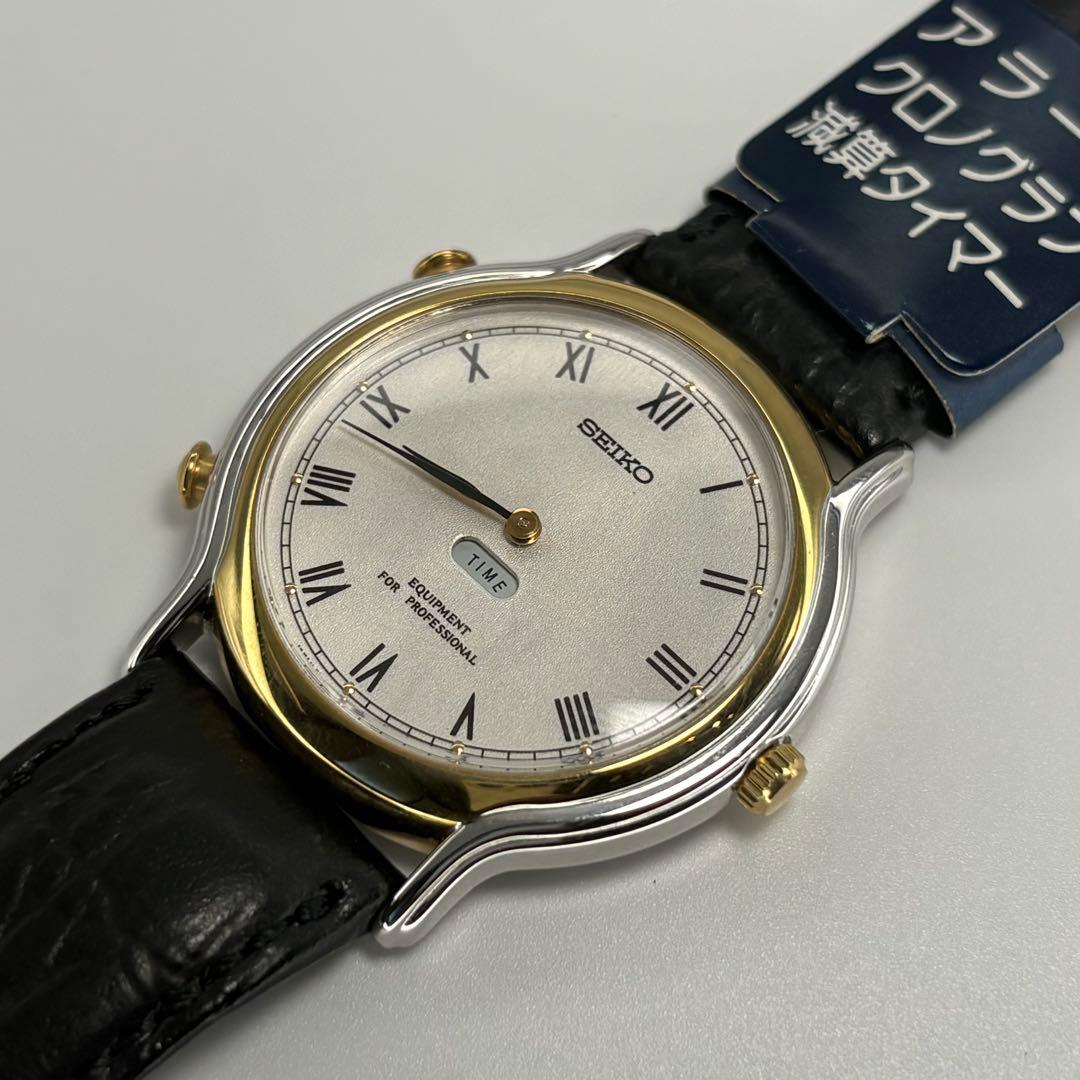 デッドストック品 SEIKO セイコー 高級QZ時計 クロノグラフ 電池交換済