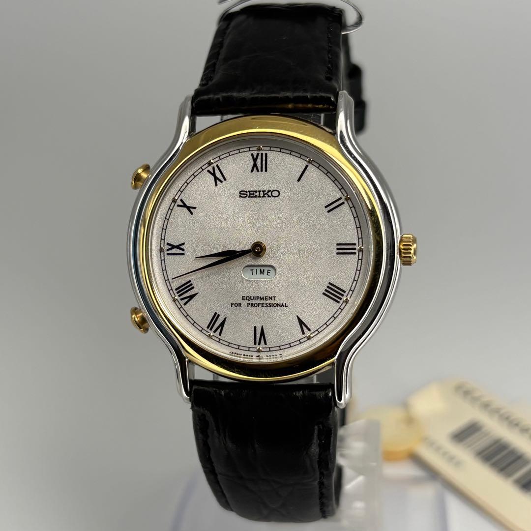 デッドストック品 SEIKO セイコー 高級QZ時計 クロノグラフ 電池交換済