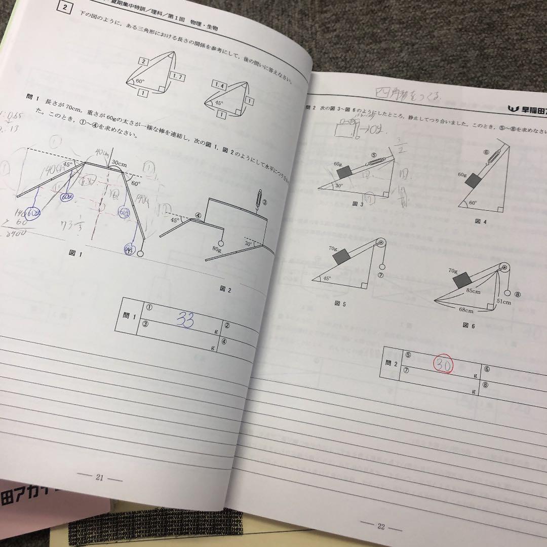 早稲田アカデミー　NN早実　夏期集中特訓　国算理社　2021年度版　中古