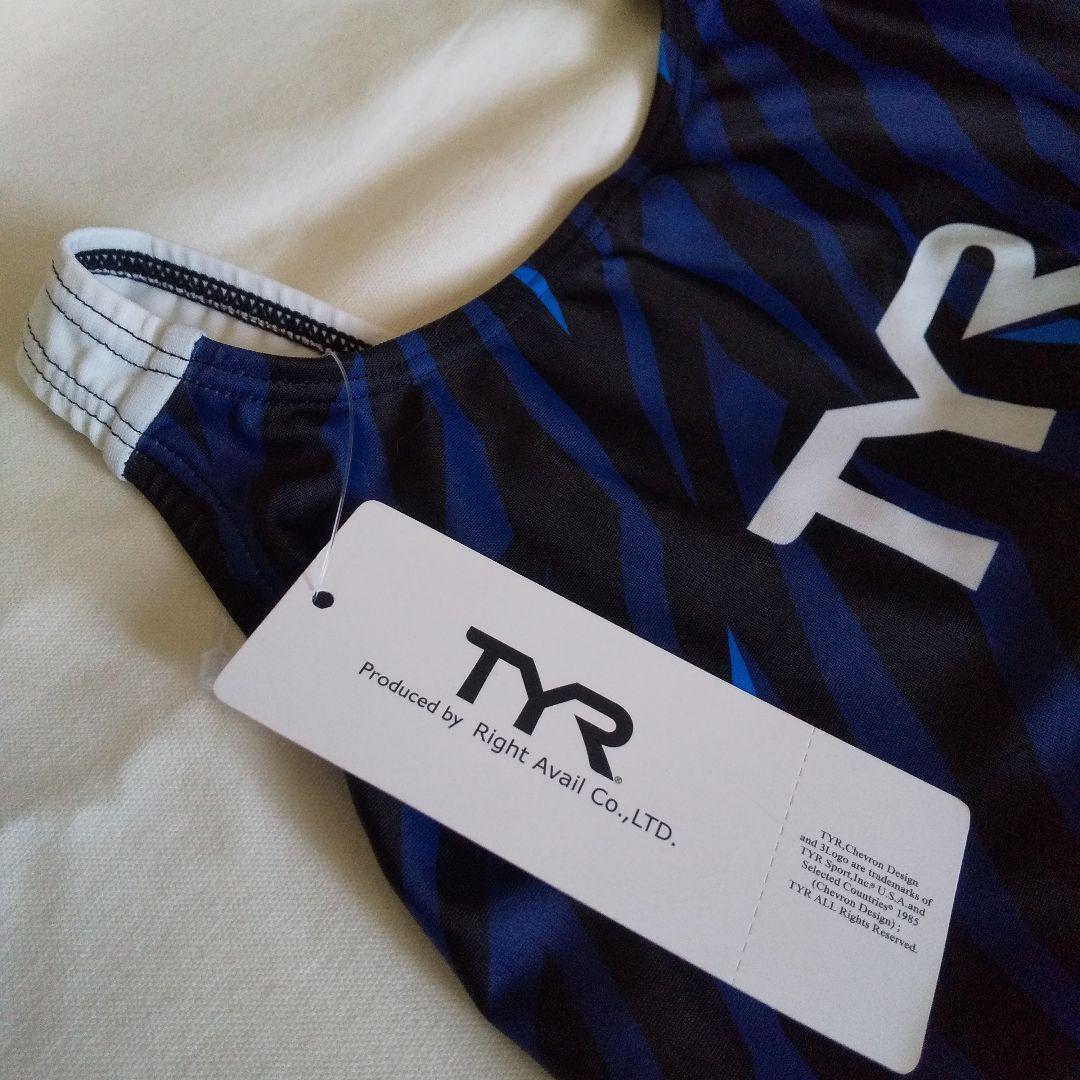 新品 TYR 競泳用水着 ハイバックL黒×ネイビー×ブルー日本製