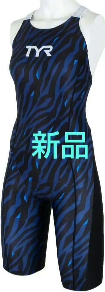 新品 TYR 競泳用水着 ハイバックL黒×ネイビー×ブルー日本製