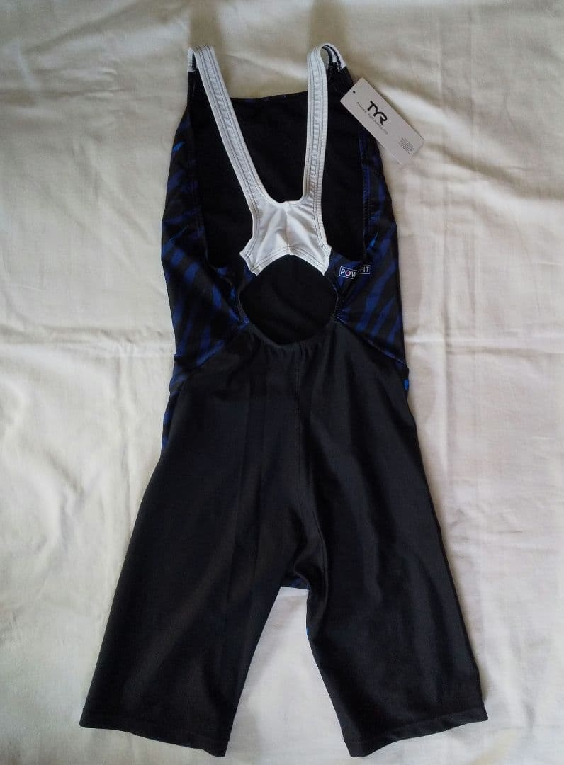 新品 TYR 競泳用水着 ハイバックL黒×ネイビー×ブルー日本製