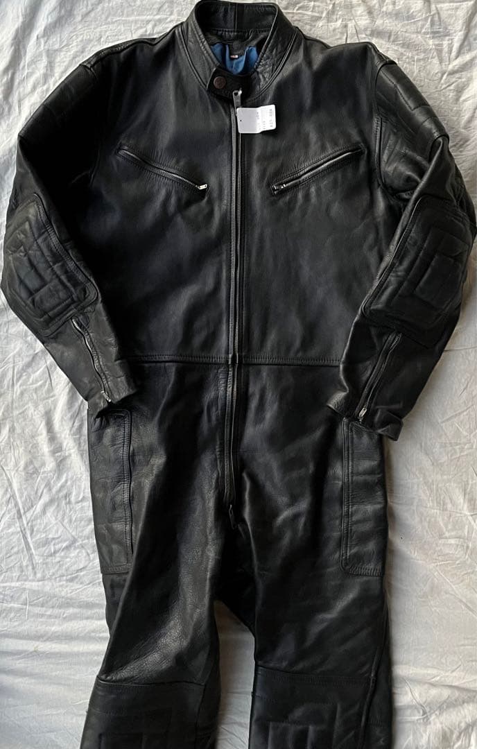 rst ブラックレザー　つなぎ　オールインワン