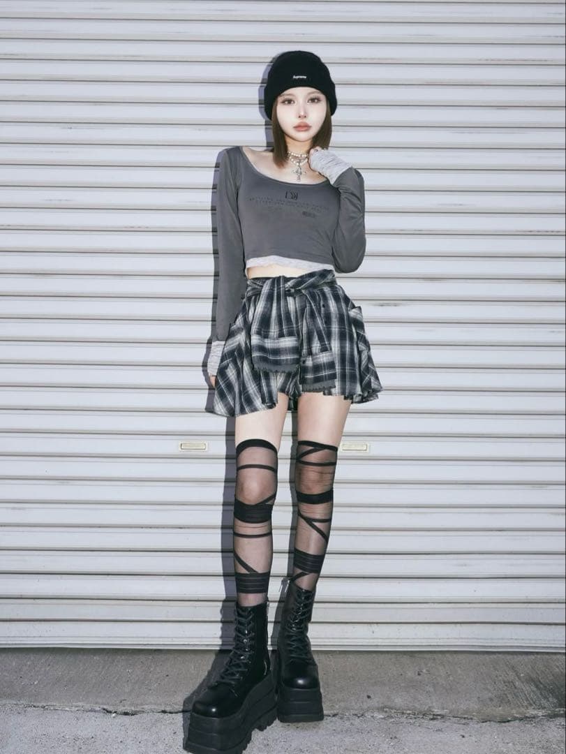 Darich レイヤードチェックショートパンツ　Freeサイズ