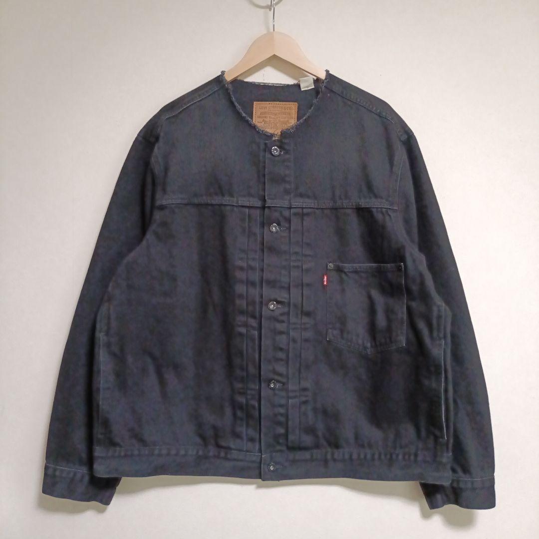 リーバイス　エディフィス 別注 ノーカラーデニムジャケット　ブラック　1st