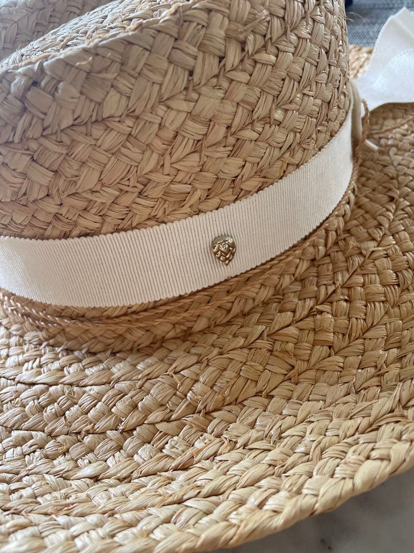 HELEN KAMINSKI ハットライナー付き ストローハット　ホワイトリボン