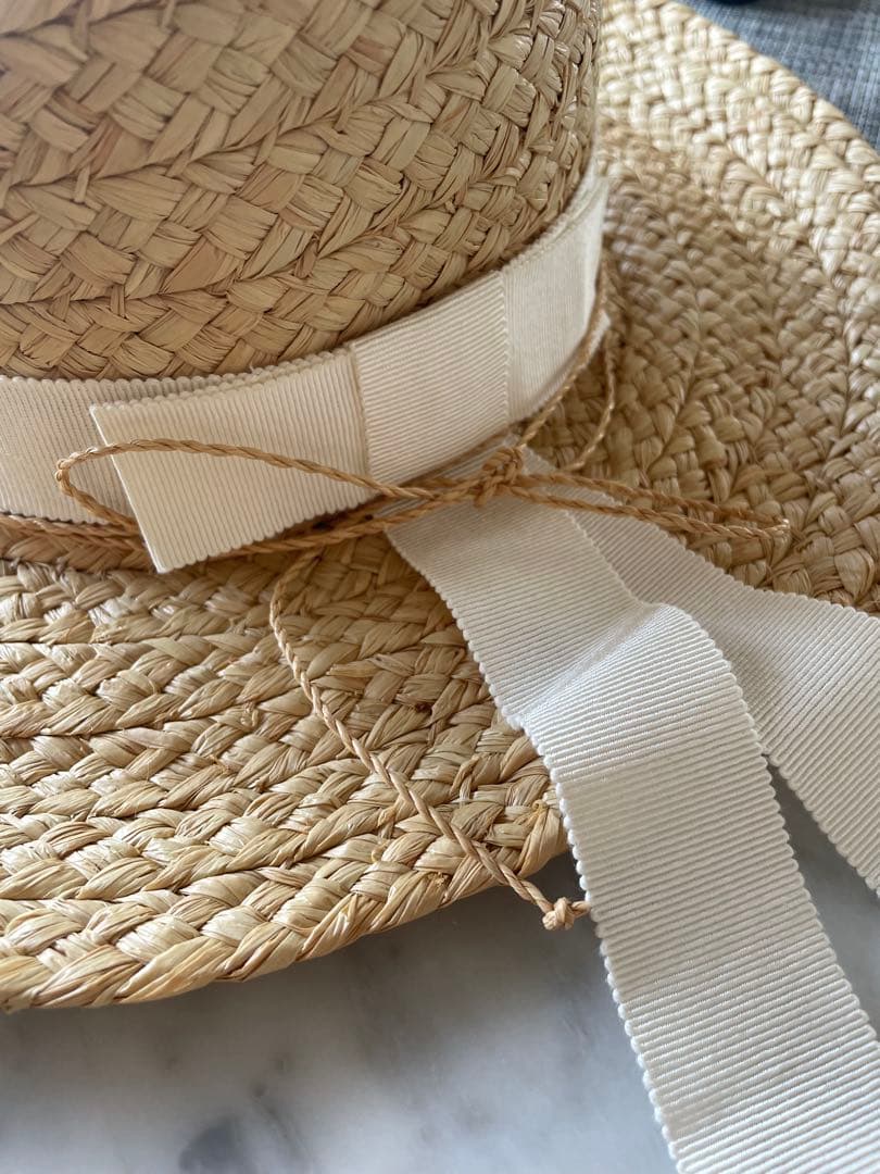 HELEN KAMINSKI ハットライナー付き ストローハット　ホワイトリボン