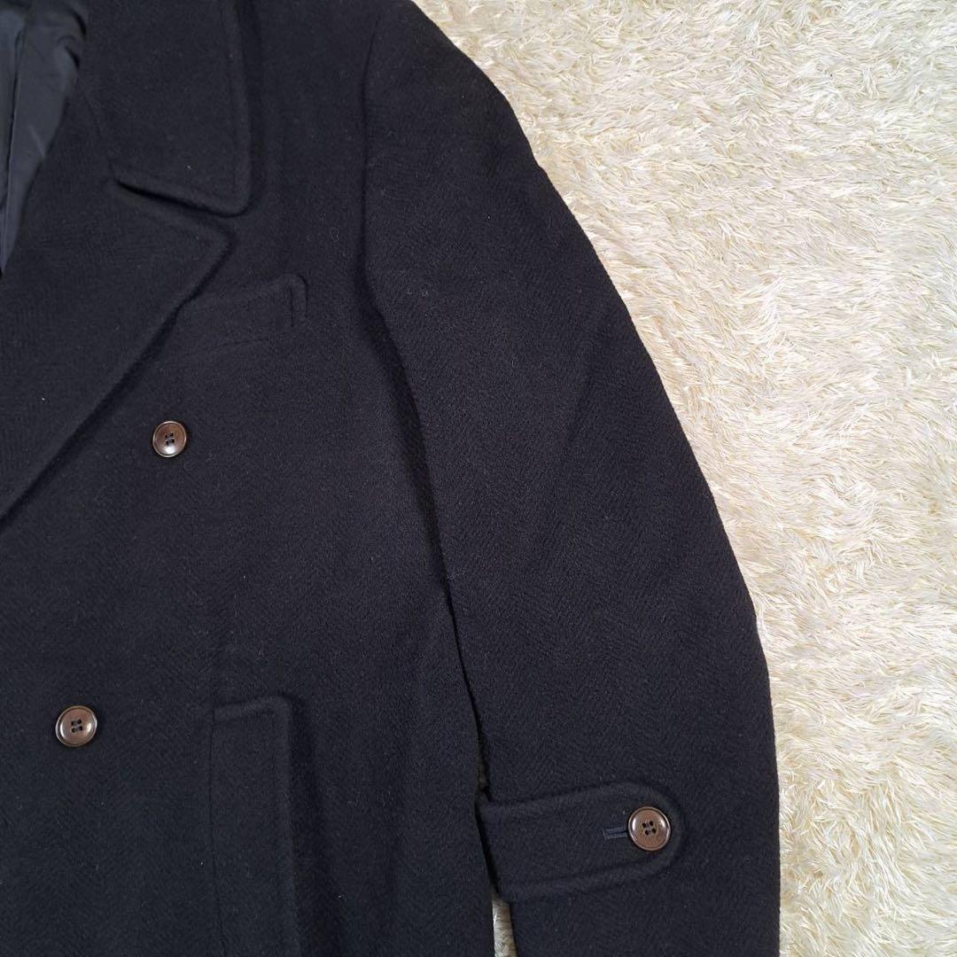 KENZO マキシ丈　着丈121cm　ロングコート　ヘリンボーン　黒