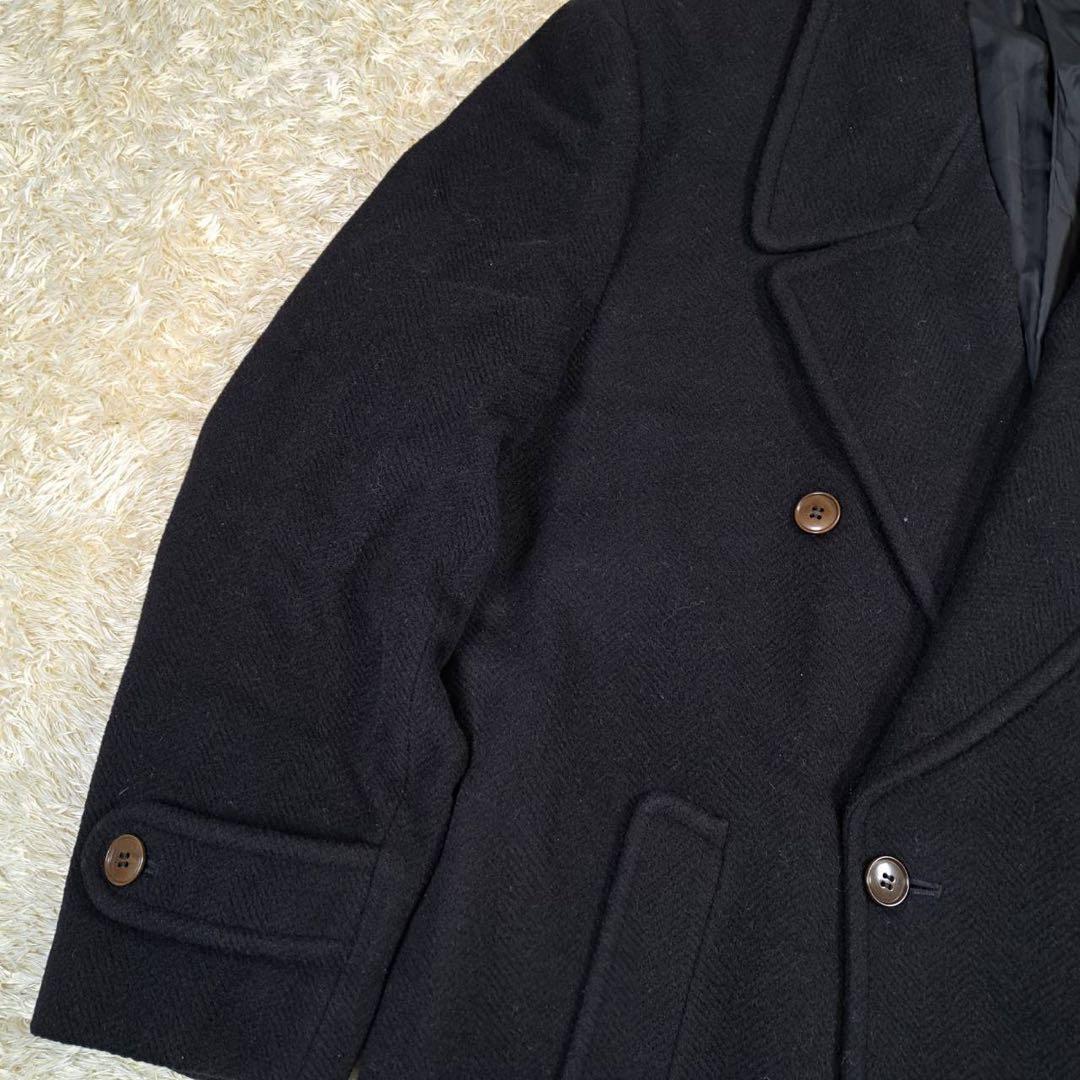 KENZO マキシ丈　着丈121cm　ロングコート　ヘリンボーン　黒